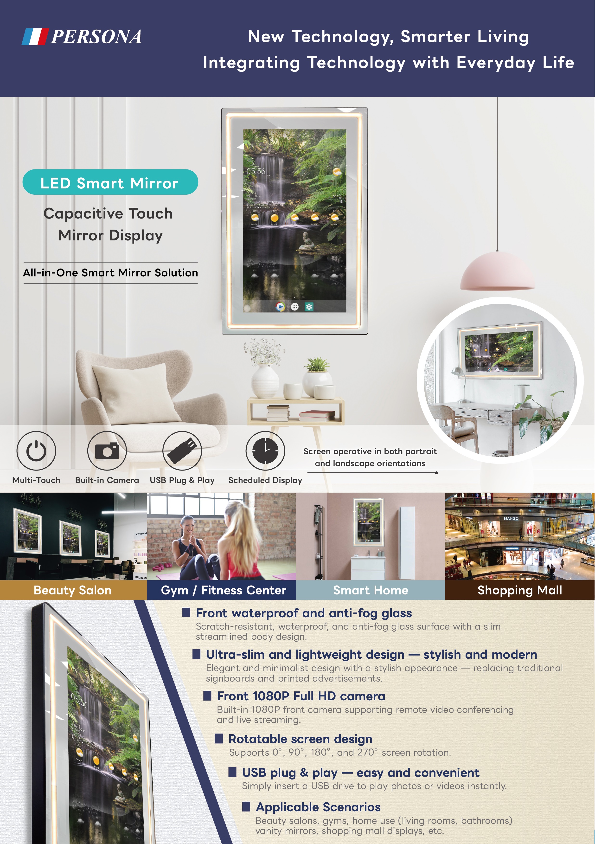 LED Smart Mirror Front View