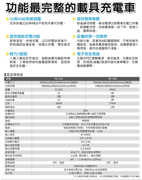 32台 48台 充電車 同步車 資訊推車 行動充電車 平板充電 載具